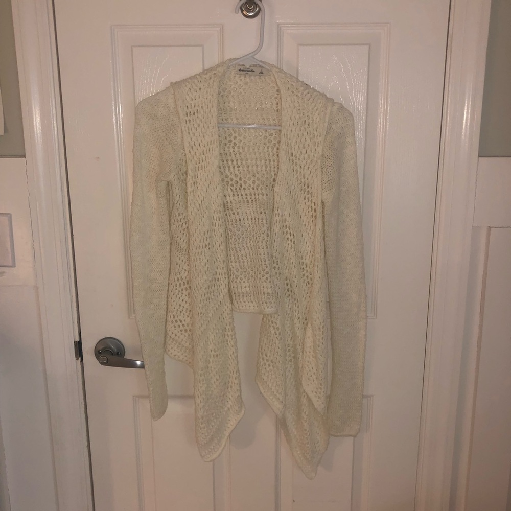 Abercrombie Kids crochet knit open sweater